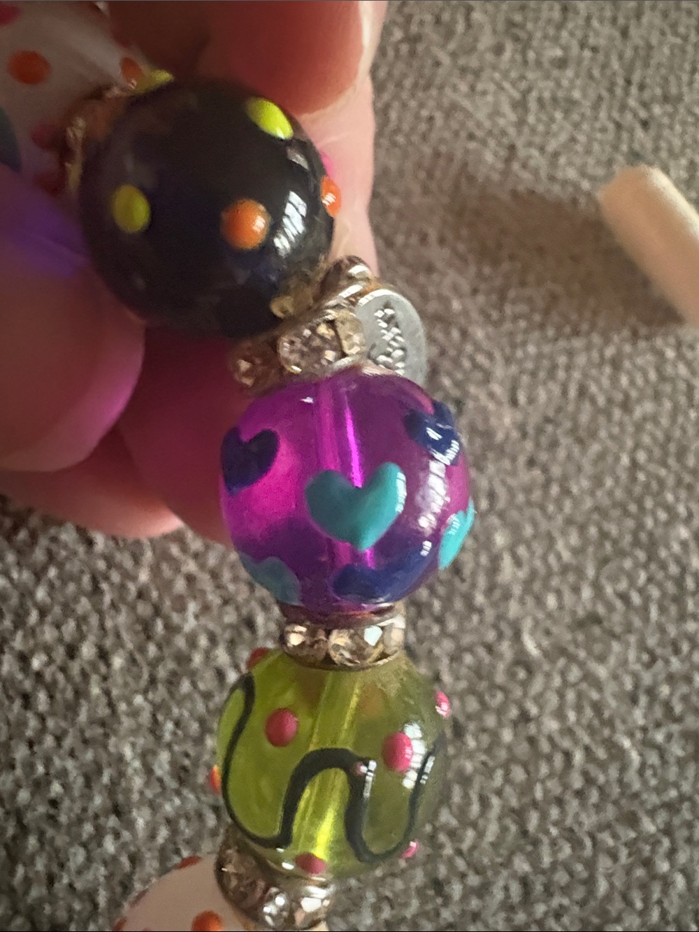Kids Multicolor 'BFF' Beaded Charm Bracelet - Cute Heart & Polka Dot Design - Picture 3 of 6